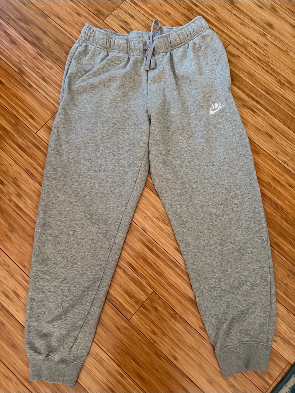 Nike Gray Kids Fleece Joggers with White Logo